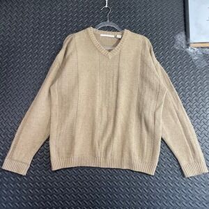 Perry Ellis Light Brown Knitted V Neck Pullover Sweater Men's Casual Wear Size M